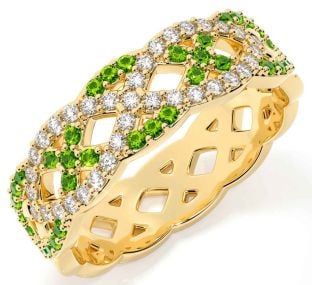 Diamond Peridot Gold Silver Infinity Ring