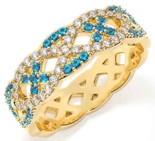 Diamond Topaz Gold Silver Infinity Ring