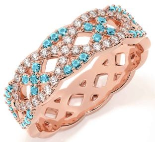 Diamond Aquamarine Rose Gold Infinity Ring