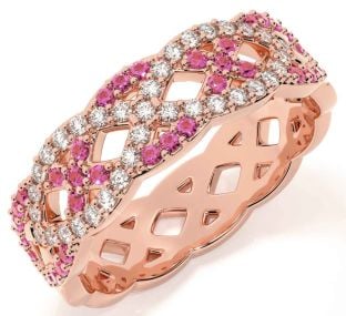 Diamond Pink Tourmaline Rose Gold Infinity Ring