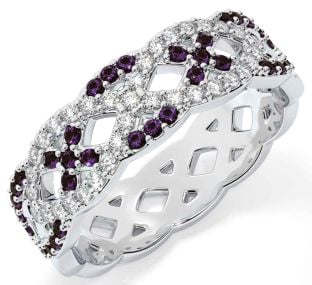 Diamond Alexandrite Silver Infinity Ring