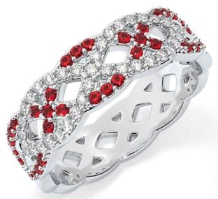 Diamond Ruby Silver Infinity Ring