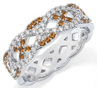 Diamond Citrine White Gold Infinity Ring