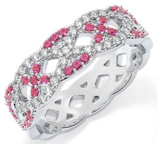 Diamond Pink Tourmaline White Gold Infinity Ring