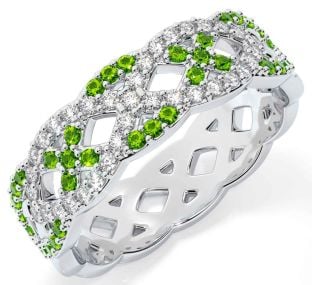 Diamond Peridot White Gold Infinity Ring