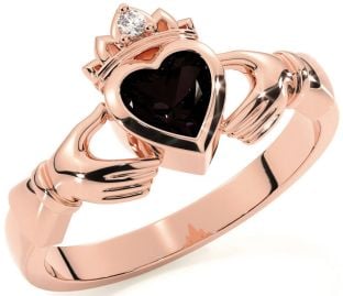 Diamond Alexandrite Rose Gold Claddagh Ring