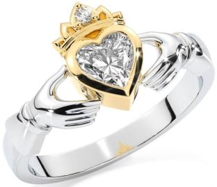 Diamant Aur Argint Claddagh Ring