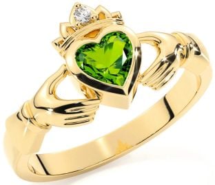 Gyémánt Peridot Arany Claddagh Gyűrű