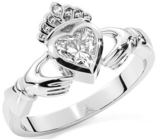 Diamond White Gold Claddagh Ring