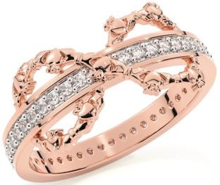 Diamond Rose Gold Silver Infinity Claddagh Ring