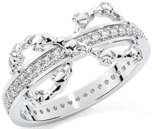 Diamond White Gold Infinity Claddagh Ring