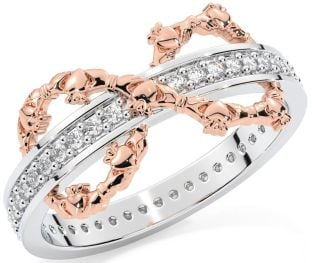 Diamond White Rose Gold Infinity Claddagh Ring