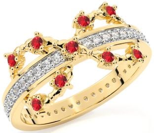 Ruby Gold Silver Infinity Claddagh Ring