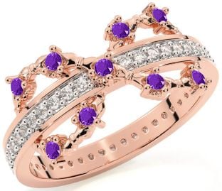 Amethyst Rose Gold Infinity Claddagh Ring