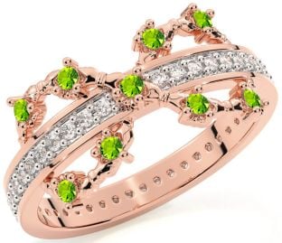 Peridot Rose Gold Infinity Claddagh Ring