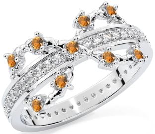 Citrine Silver Infinity Claddagh Ring