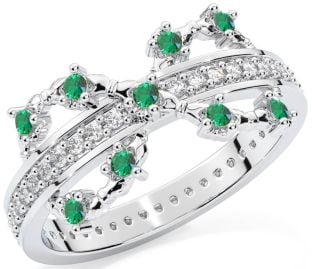 Emerald Silver Infinity Claddagh Ring