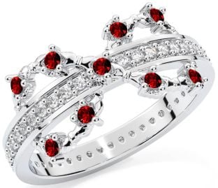 Garnet Silver Infinity Claddagh Ring