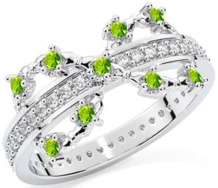 Peridot Silver Infinity Claddagh Ring