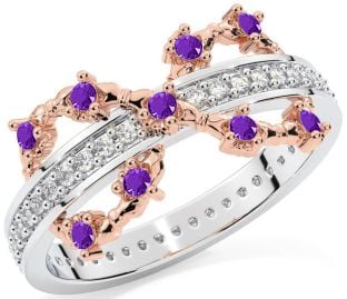 Amethyst Rose Gold Silver Infinity Claddagh Ring