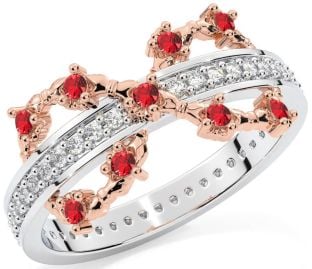 Ruby Rose Gold Silver Infinity Claddagh Ring