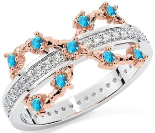 Topaz Rose Gold Silver Infinity Claddagh Ring