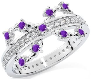 Amethyst White Gold Infinity Claddagh Ring