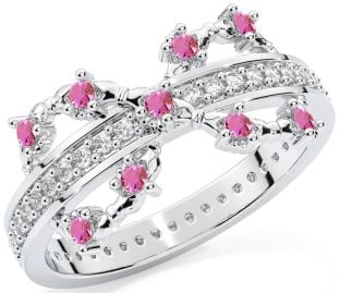 Pink Tourmaline White Gold Infinity Claddagh Ring