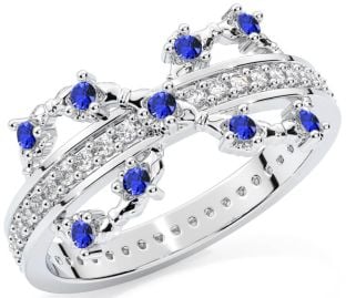 Sapphire White Gold Infinity Claddagh Ring