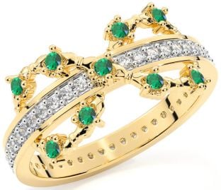 Emerald Gold Infinity Claddagh Ring