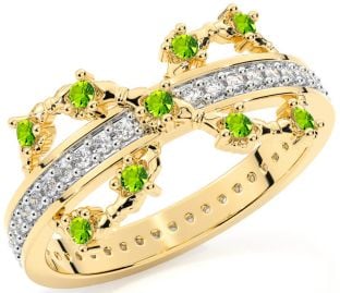 Peridot Gold Infinity Claddagh Ring