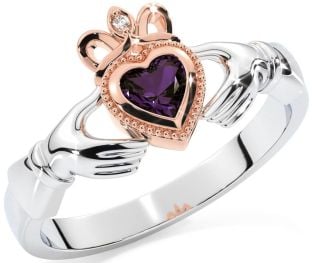 Diamant Alexandriet Roos Goud Zilver Claddagh Ring