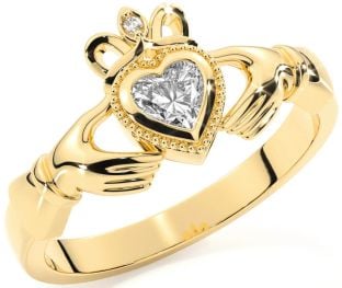 Diamante Oro Claddagh Anillo