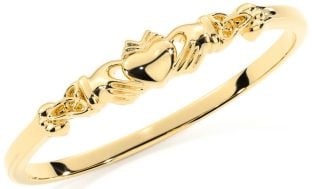 Gold Silver Celtic Claddagh Trinity Knot Ring