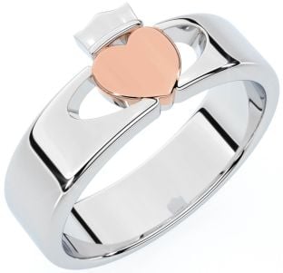 Men's Rose Gold Silver Claddagh Ring