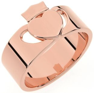 Men's Modern Rose Gold Silver Claddagh Ring