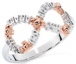 "My Soul Mate" Rose Gold Silver Irish Infinity Claddagh Ring