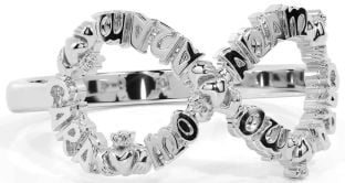 "My Soul Mate" White Gold Irish Infinity Claddagh Ring