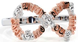 "My Soul Mate" White Rose Gold Irish Infinity Claddagh Ring
