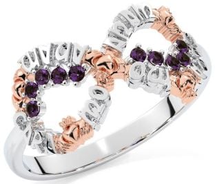 Alexandrite Rose Gold Silver Claddagh Infinity Irish "My Soul Mate" Ring