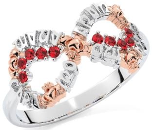 Ruby Rose Gold Silver Claddagh Infinity Irish "My Soul Mate" Ring