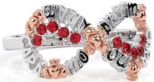 Ruby Rose Gold Silver Claddagh Infinity Irish "My Soul Mate" Ring