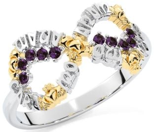 Alexandrite Gold Silver Claddagh Infinity Irish "My Soul Mate" Ring