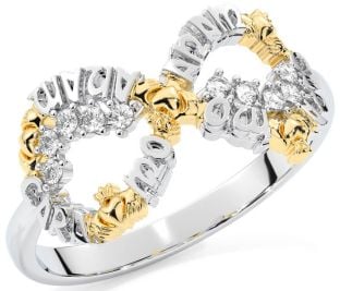 Diamond Gold Silver Claddagh Infinity Irish "My Soul Mate" Ring