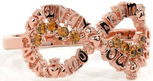 Citrine Rose Gold Silver Claddagh Infinity Irish "My Soul Mate" Ring