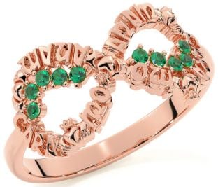 Emerald Rose Gold Silver Claddagh Infinity Irish "My Soul Mate" Ring