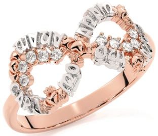 Diamond Rose Gold Silver Claddagh Infinity Irish "My Soul Mate" Ring