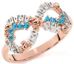 Topaz Rose Gold Silver Claddagh Infinity Irish "My Soul Mate" Ring