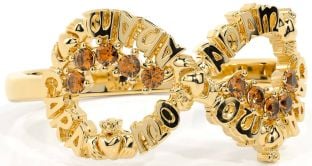 Citrine Gold Silver Claddagh Infinity Irish "My Soul Mate" Ring