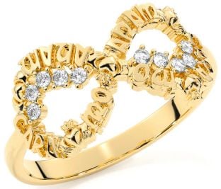 Diamond Gold Silver Claddagh Infinity Irish "My Soul Mate" Ring